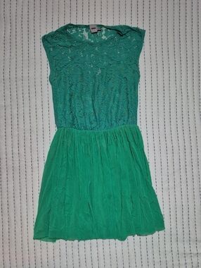 ASOS Green and Teal Lace and Chiffon Mini Dress